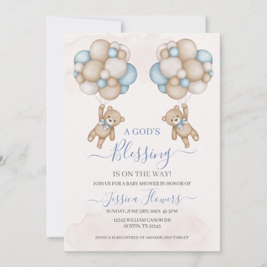 Einladung von Baby Shower Boy (Vorderseite)