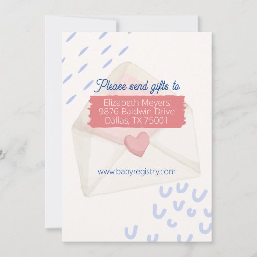 Einladung von Baby Sprinkle per Post (Rückseite)