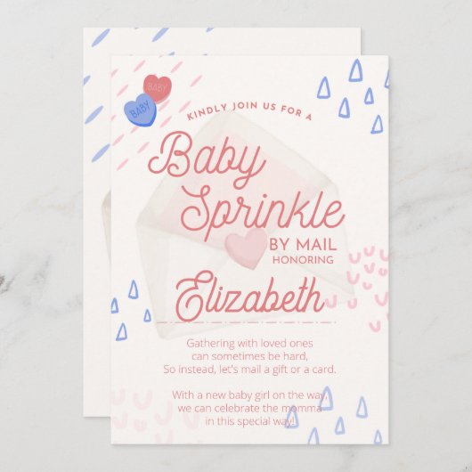 Einladung von Baby Sprinkle per Post (Vorne/Hinten)