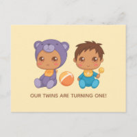 Einladung von Baby Twins zum ersten Geburtstag ein