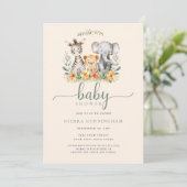 Einladung von Baby Zoo Animal Baby Shower (Stehend Vorderseite)