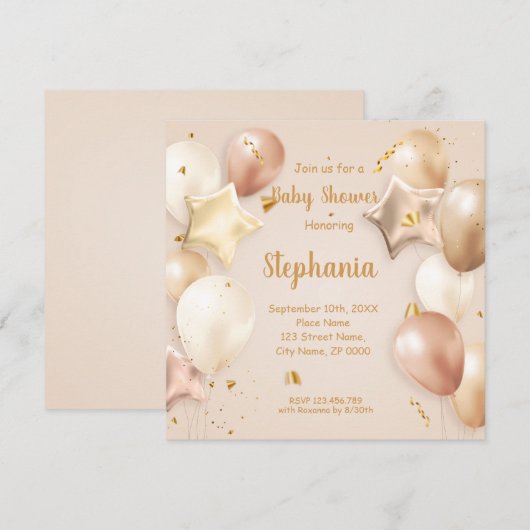 Einladung von Babyduschballons (Vorne/Hinten)