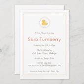 Einladung von Babydusche - Gummi Ducky (Vorne/Hinten)