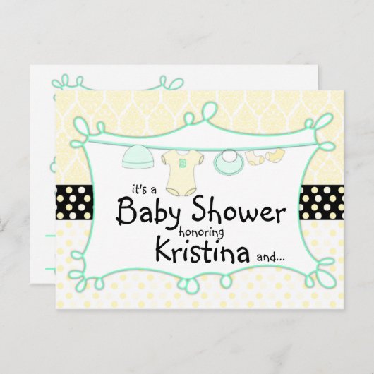 Einladung von Babyduschen - Geschlecht unbekannt (Vorne/Hinten)