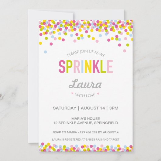 Einladung von Babysprinken, helle Farben (Vorderseite)