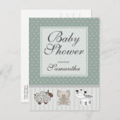 Einladung von Babytieren zur Kinderdusche (Vorne/Hinten)