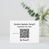 Einladung von Bachelor-Gruppen mit QR-Code-Informa Postkarte (Stehend Vorderseite)