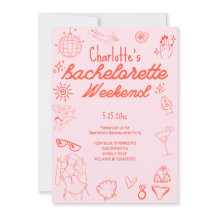 Einladung von Bachelorette Doodle Beach Party