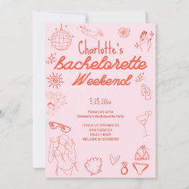 Einladung von Bachelorette Doodle Beach Party