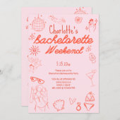 Einladung von Bachelorette Doodle Beach Party (Vorne/Hinten)