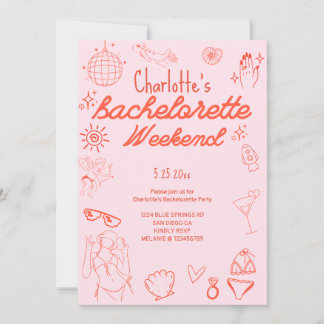 Einladung von Bachelorette Doodle Beach Party