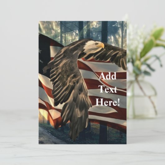 Einladung von Bald Eagle American Flag (Stehend Vorderseite)