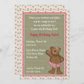 Einladung von Ballerina Bear (Vorne/Hinten)