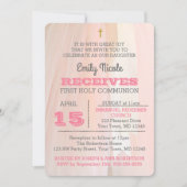 Einladung von Ballerina Pink Erste Heilige Kommuni (Vorderseite)