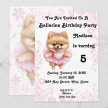 Einladung von Ballerina zum Geburtstag 5 x 7