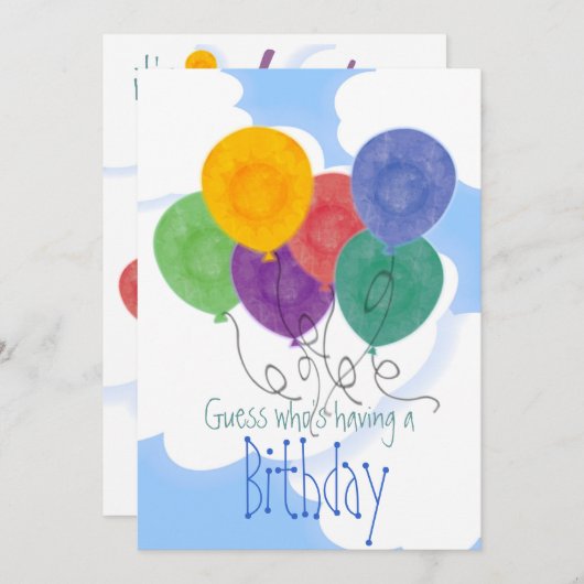 Einladung von Balloons Geburtstagsparty (Vorne/Hinten)