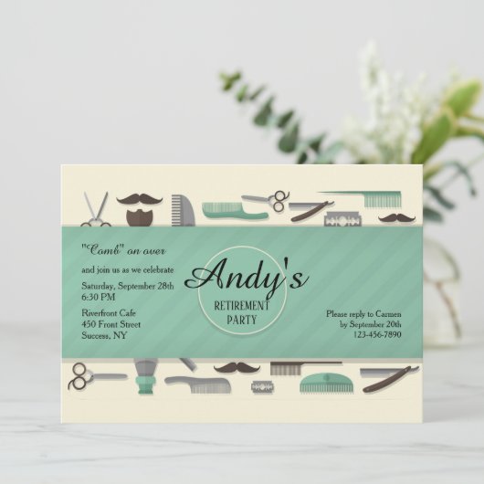 Einladung von Barberwerkzeugen (Stehend Vorderseite)