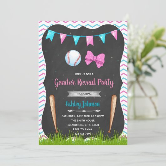 Einladung von Baseball oder Bows (Stehend Vorderseite)