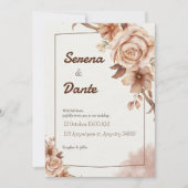 Einladung von Beige & Brown zum Hochzeitsfeiern (Vorderseite)