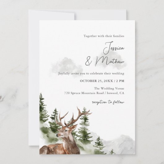 Einladung von Bergwald Hirsch (Vorderseite)