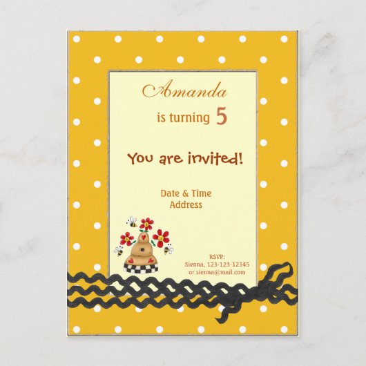 Einladung von Bienenkindern zum Geburtstag (Vorderseite)