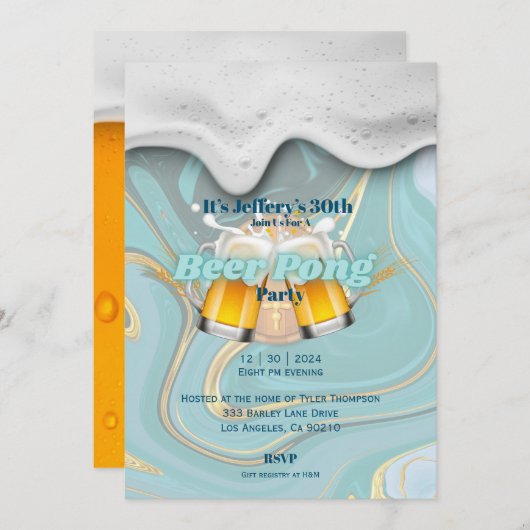 Einladung von Bierpong (Vorne/Hinten)