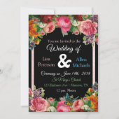 Einladung von Bird Floral Wedding Rose Burgund (Vorderseite)