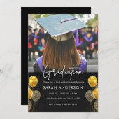 Einladung von Black and Gold Abschluss (Vorne/Hinten)