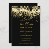 Einladung von Black and Gold Glitzer (Vorne/Hinten)