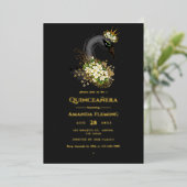 Einladung von Black and Gold Swan Quinceañera (Stehend vorne)