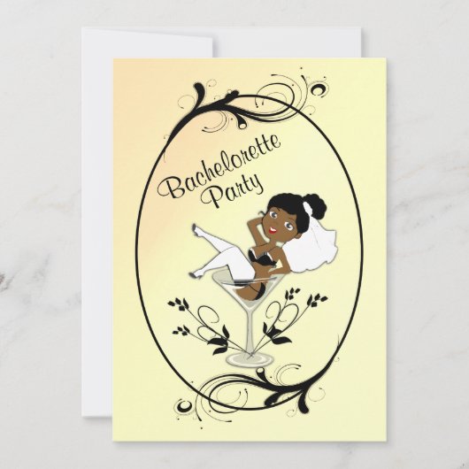 Einladung von Black Bride Junggeselinnen-Abschied (Vorderseite)