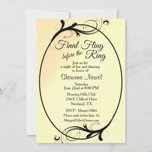 Einladung von Black Bride Junggeselinnen-Abschied (Rückseite)