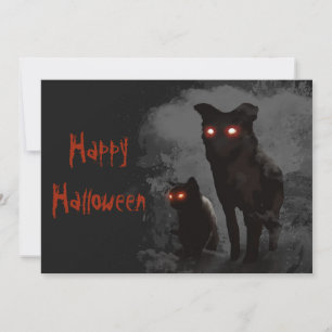 Einladung von Black Cat and Dog Evil Halloween-Par
