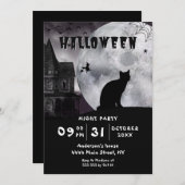 Einladung von Black Cat Halloween (Vorne/Hinten)