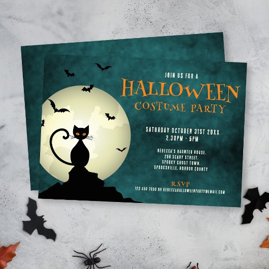 Einladung von Black Cat Halloween-Party