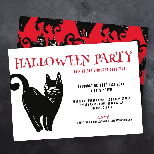 Einladung von Black Cat Halloween-Party