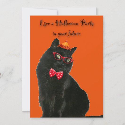 Einladung von Black Cat Halloween-Party (Vorderseite)