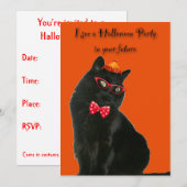 Einladung von Black Cat Halloween-Party (Vorne/Hinten)