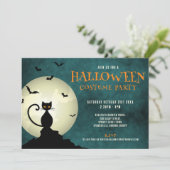 Einladung von Black Cat Halloween-Party (Stehend Vorderseite)