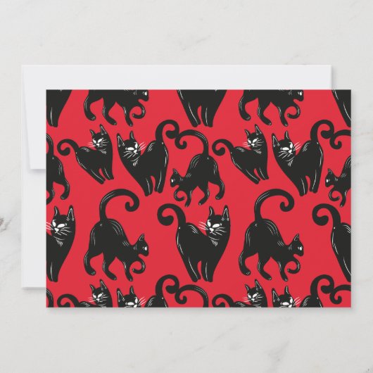 Einladung von Black Cat Halloween-Party (Rückseite)