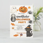 Einladung von Black Cat Halloween-Party (Stehend Vorderseite)