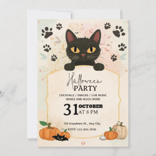Einladung von Black Cat Halloween-Party Niedlich