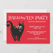 Einladung von Black Cat Red Halloween-Party (Vorderseite)
