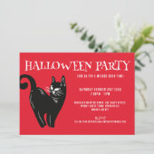 Einladung von Black Cat Red Halloween-Party (Stehend Vorderseite)