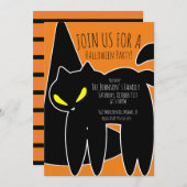 Einladung von Black Cat Witch Hat Halloween-Party (Vorne/Hinten)