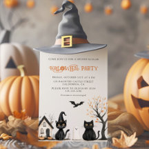 Einladung von Black Cats Halloween-Party