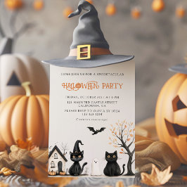 Einladung von Black Cats Halloween-Party