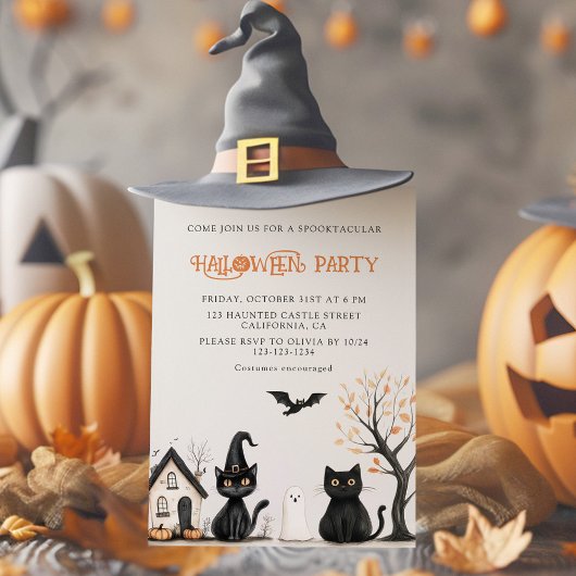 Einladung von Black Cats Halloween-Party