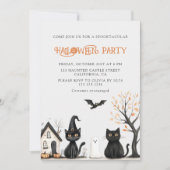 Einladung von Black Cats Halloween-Party (Vorderseite)
