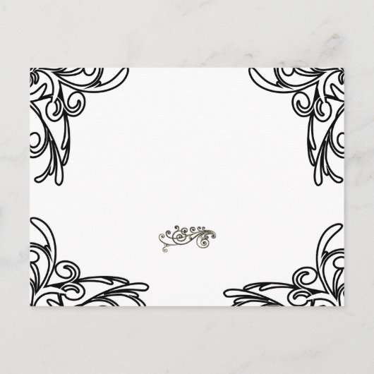 Einladung von Black Corners Wirbel auf Weiß (Rückseite)